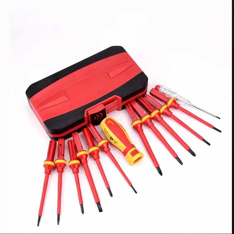 Electrician Repair Tools Kit 13pcs 1000V Changeable Insulated Screwdrivers Set with Magnetic Slotted Bits
