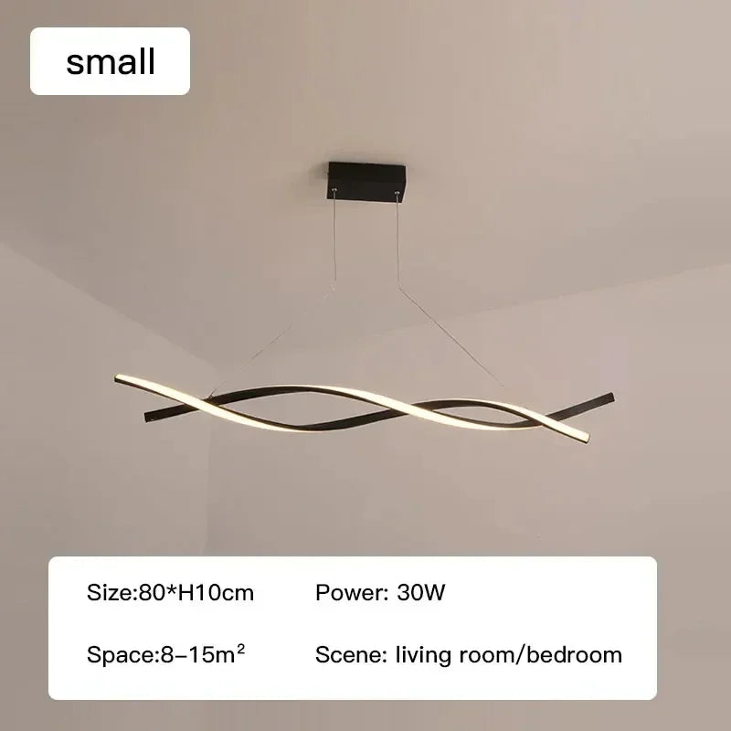 Nordic artistic home decor led chandelier Modern long strip pendant lamps Dining Living room Restaurant hanging indoor lighting
