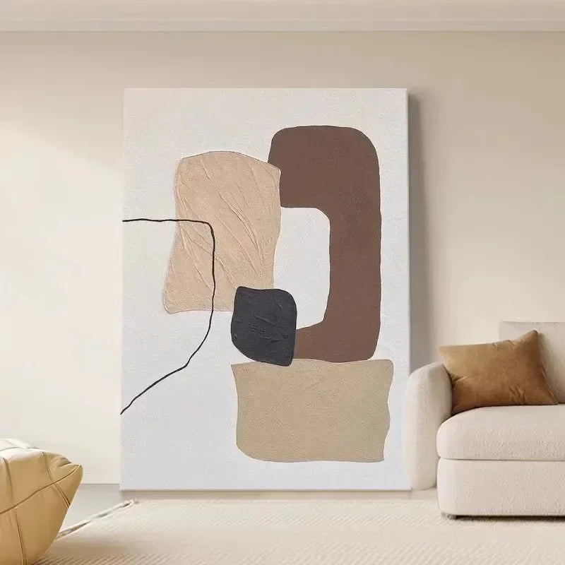 Handmade Large Textured Oil Painting Modern Abstract Geometry Hand Painted Wall Art PictureFor Living Room Porch Entrance Decor