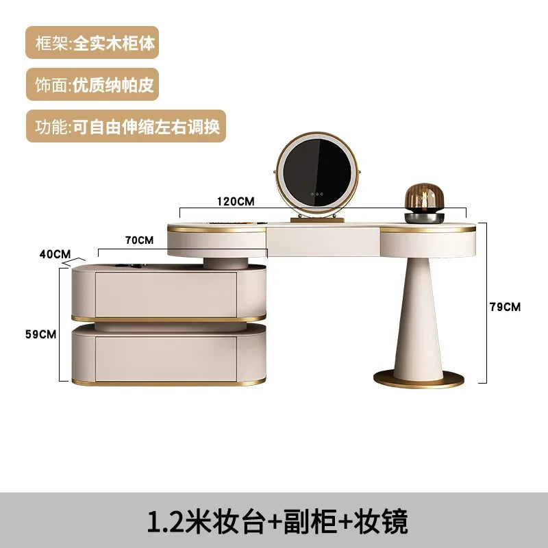 Luxury Corner Dressing Table Combs Organizer Flower Cosmetic Mirror Dressing Table Jewelry White Espejo Tocador Home Decor