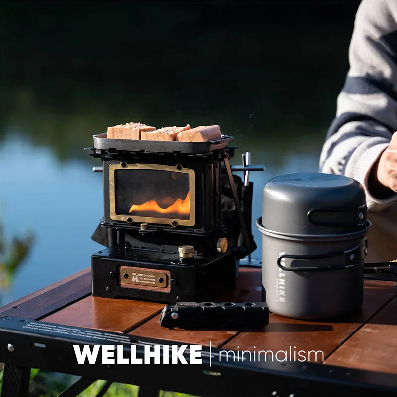 WELLHIKE Camping Burnt Star Watching Fireplace High Translucent Glass Retro Cooking Tea Small Fireplace Heating Kerosene Lamps