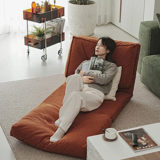 Lazy sofa, creamy style living room, foldable dual-purpose single sofa, small-sized household, reclining or sleeping sofa bed