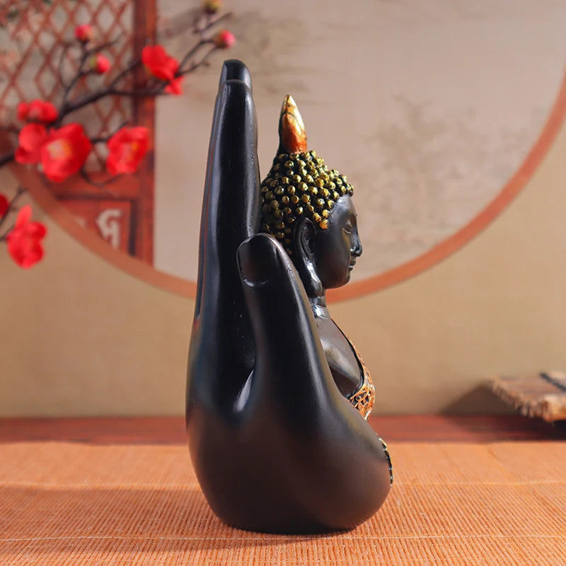 Palm-sized Buddha Sculpture, Resin Crafts, Religious Home Decor Figurine