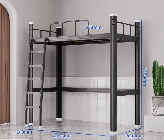 Upper Bed Lower Table Combined Bed College Dormitory Elevated Bed Small Apartment Household Wrought Iron Bed Apartment Bed