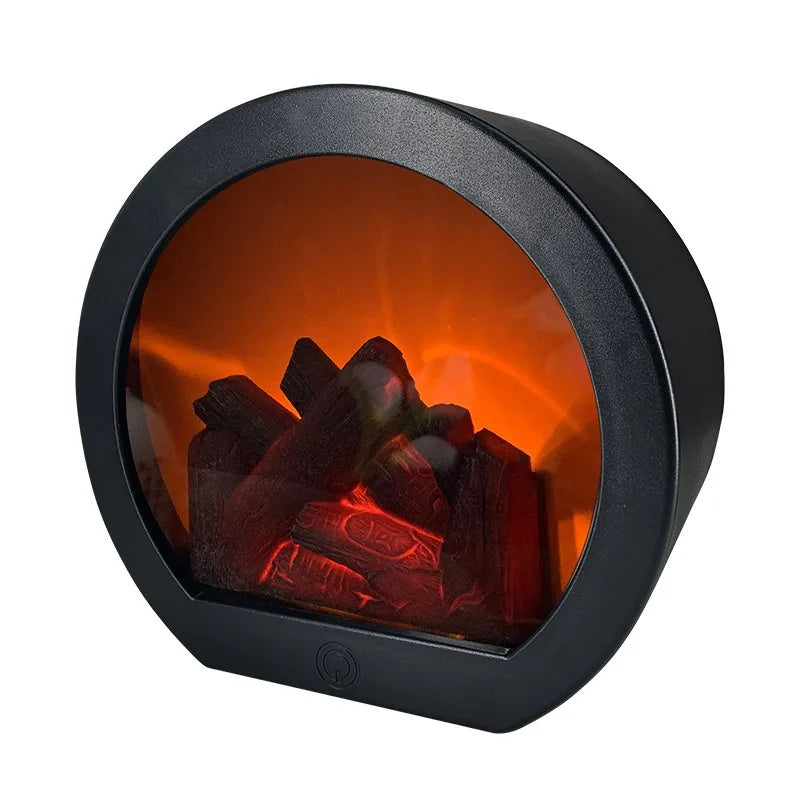 Fireplace Light, Simulated Decorative Night Light, Home Decoration Retro Atmosphere Fireplace LED Charcoal Flame Wind Fireplace