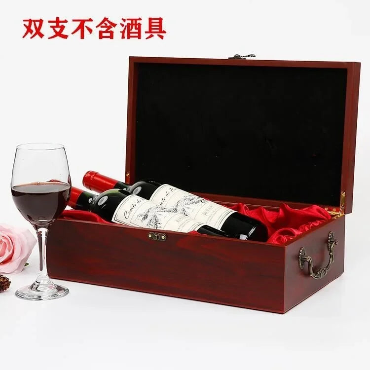 High-End Red Wine Storage Box, Double Wooden Wine Case, Dustproof Business Gift Box, Home Bottle Collection, Elegant Storage