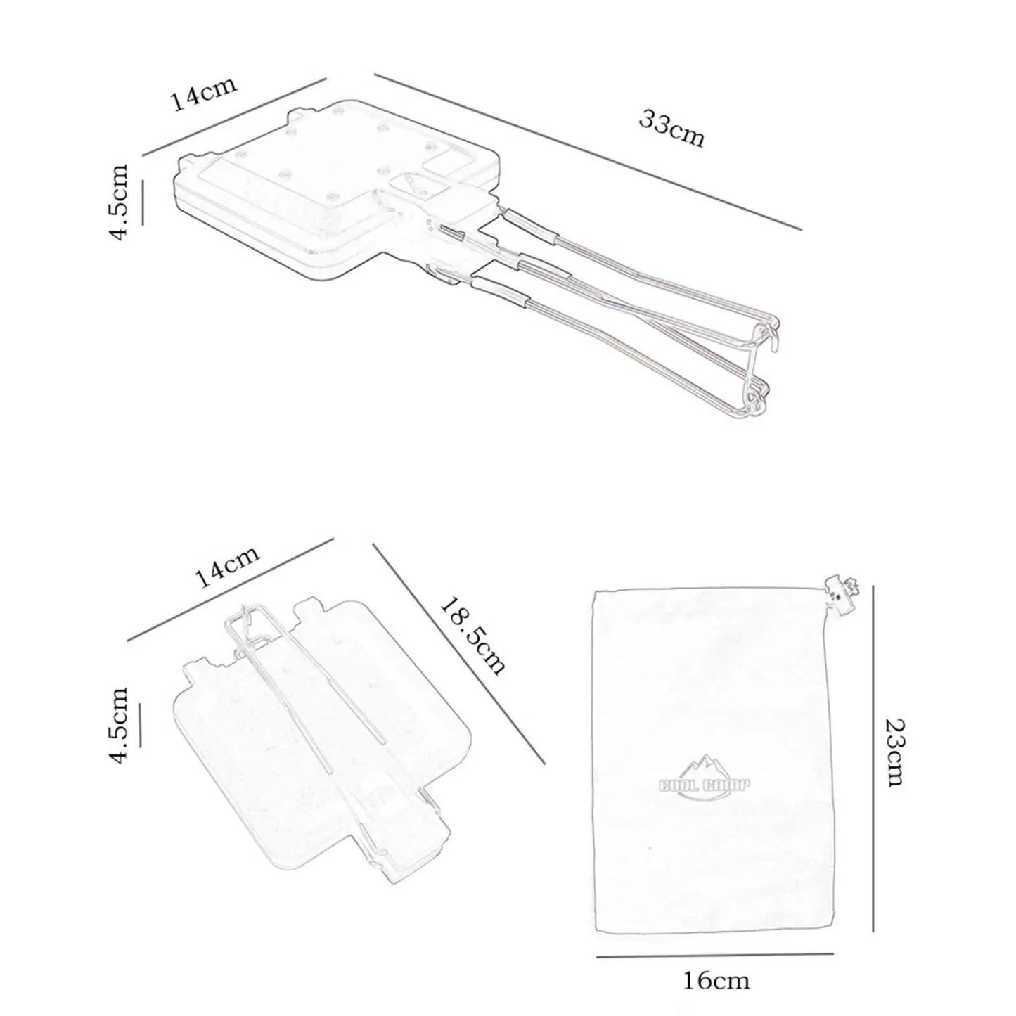 Double Sided Sandwich Baking Pan with Storage Bag Fried Egg Pan Frying Pan for Breakfast Bread Barbecue Hot Dog Pancakes