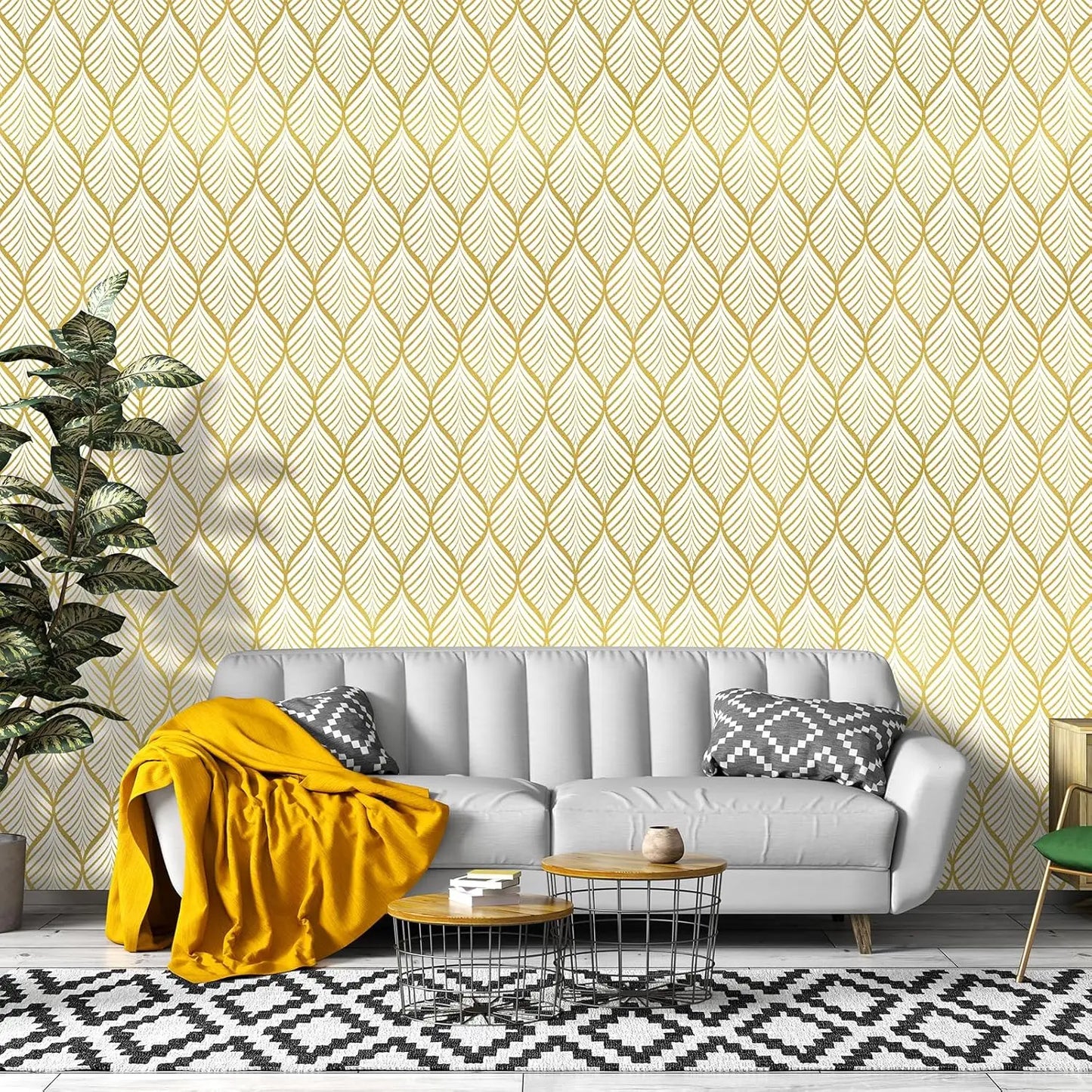 PVC Gold Wallpaper Modern Bohemian Style Vinyl Contact Paper Sheet Self Adhesive Cabinet Home Decoration Removable Vinyl Film