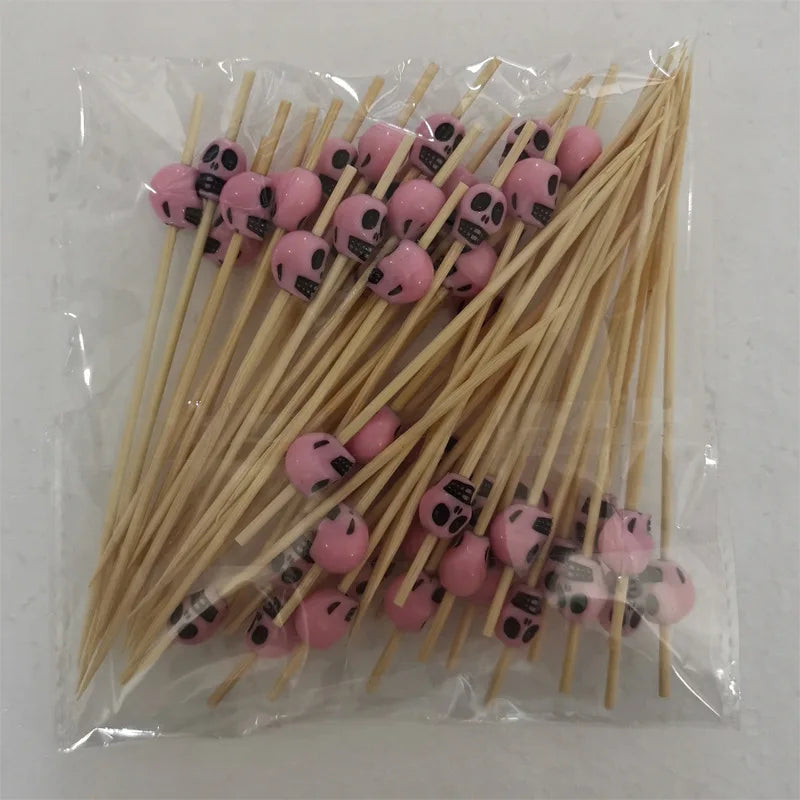 Christmas Decorations Xmas Tree Bamboo Pick Buffet Fruit Fork Party Dessert Stick Cocktail Skewer Disposable Toothpick 50Pcs