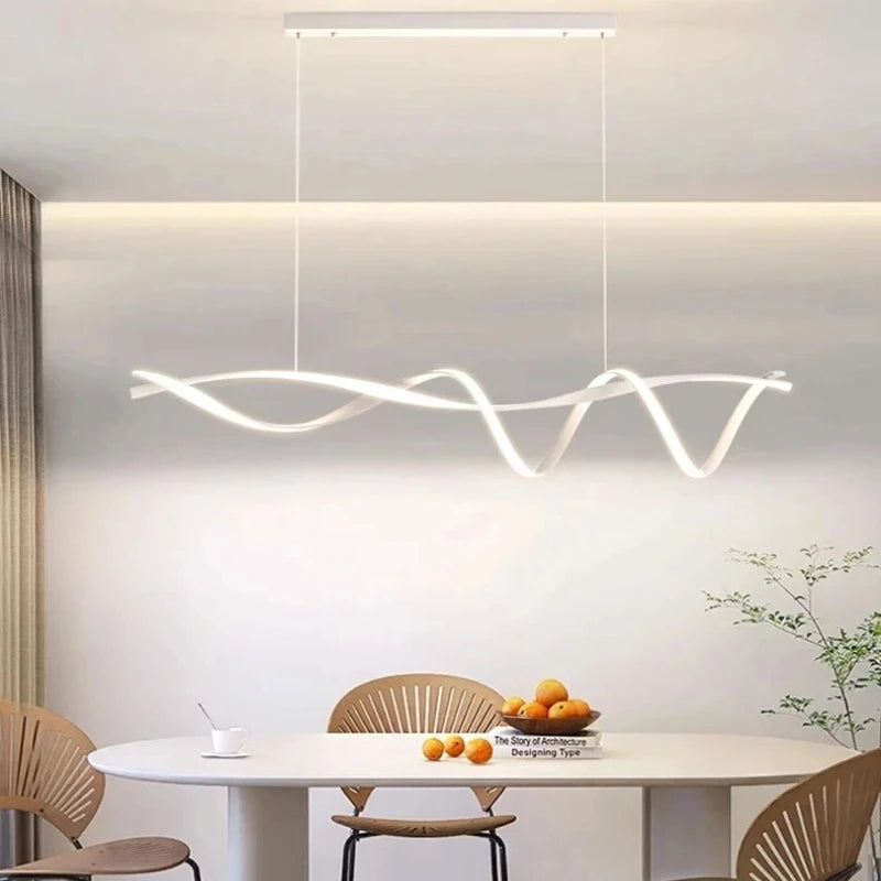 Nordic artistic home decor led chandelier Modern long strip pendant lamps Dining Living room Restaurant hanging indoor lighting