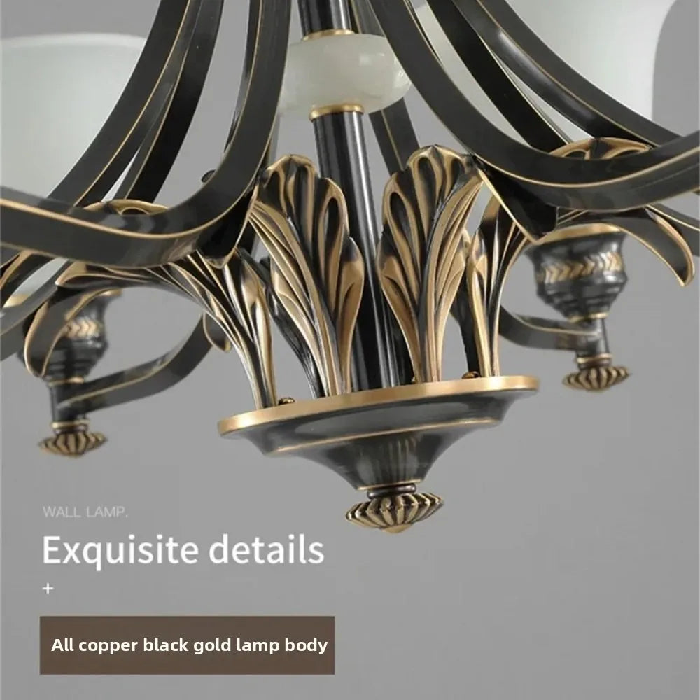 European Retro Luxury Pendant Lamp Brass Living Room Lamp Simple Modern Dining Room Bedroom Home LED Ceiling Decoration Lamp