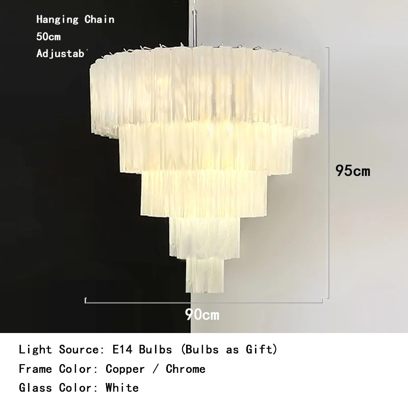 Modern living room chandelier with long glass pendant for bar ceiling decoration, adjustable pendant chain, home decoration