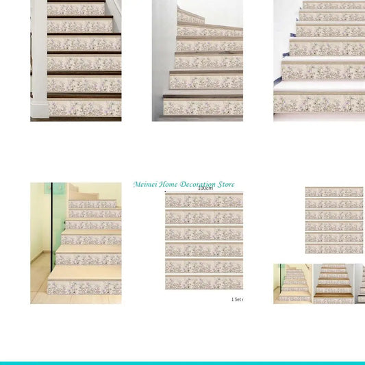 H7BF 6Pcs Floret Tile Floor Stair Sticker Bathroom Kitchen Decor Waterproof Decals Adhesive Art Wallpaper