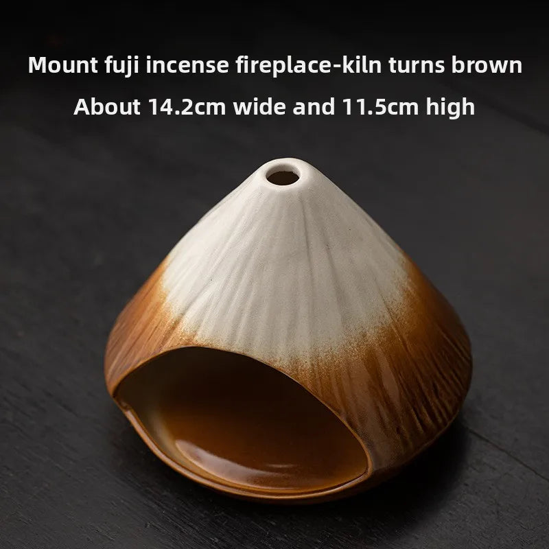 Mount Fuji Incense Fireplace, Cedar Sage Incense Burner Peruvian Sacred Wood Large Kiln Ceramic Incense Burner
