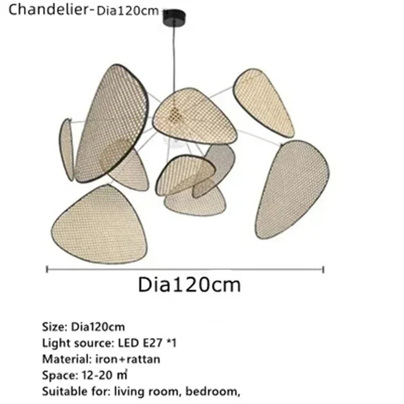 French Design Hand Made Screen Rattan Chandelier for DiningLiving Room Suspension Home Decor Lamp Indoor Lighting Factory Outlet