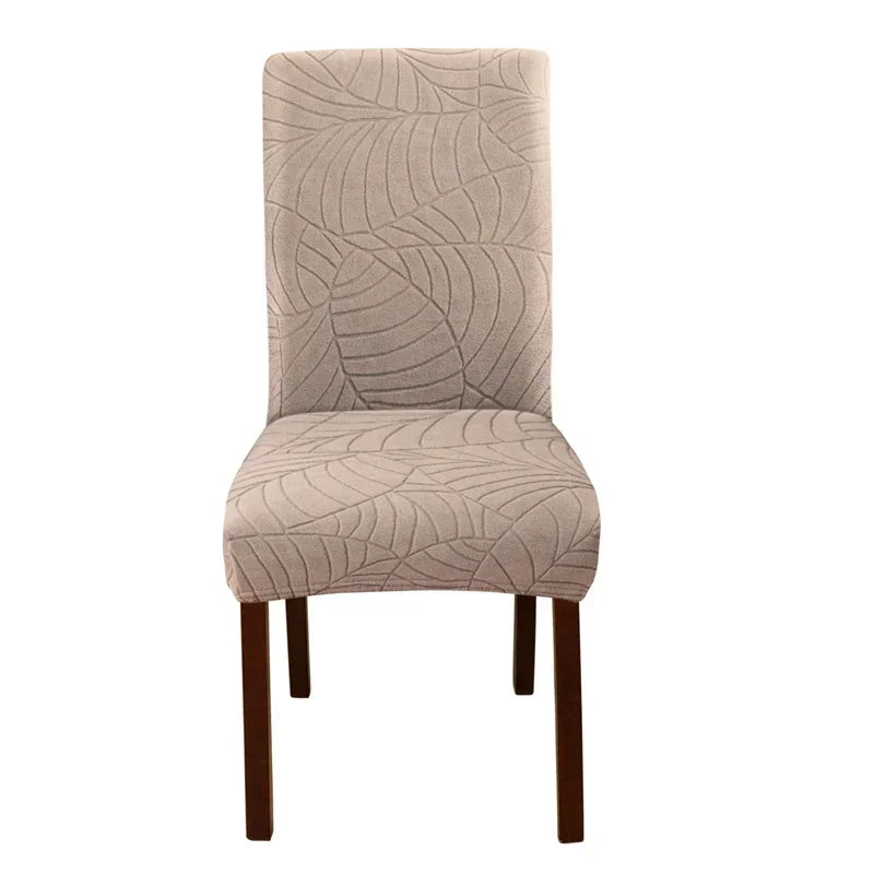 Leaves Jacquard Dining Chair Covers Removable Stretch Universal Chairs Cover Solid Color Seat Covers for Kitchen Hotel Banquet