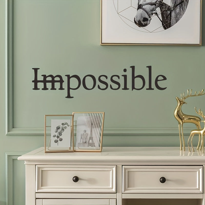 1pc, Quotes Wall Sticker, Wall Art Sticker, Words Design Vinyl Not Impossible Wall Sticker Removable Motivational Wall Decals For Bedroom Classroom Living Room Quote Saying Home Decor
